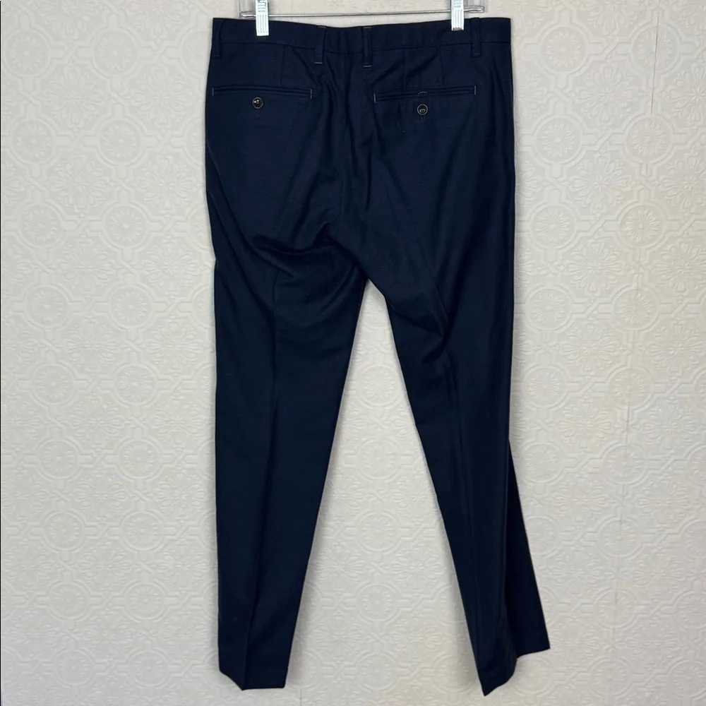 Ted Baker Navy Blue Dress Pants Men’s 34R Tailored Slim Fit Linen Blend Trousers